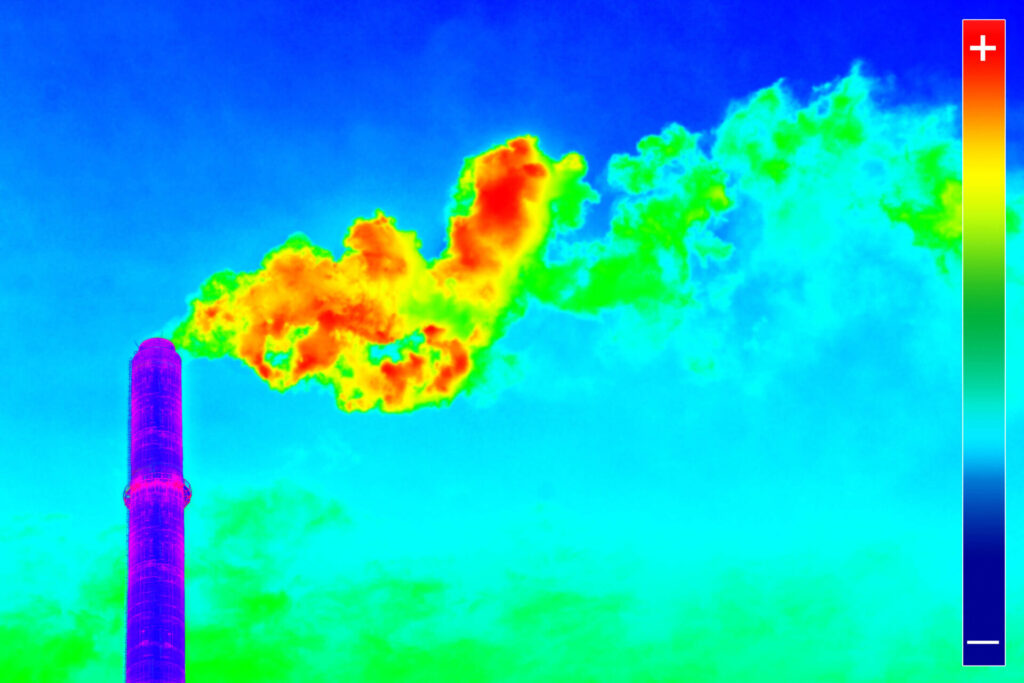 Infrared imagery measures heat from a distance. 