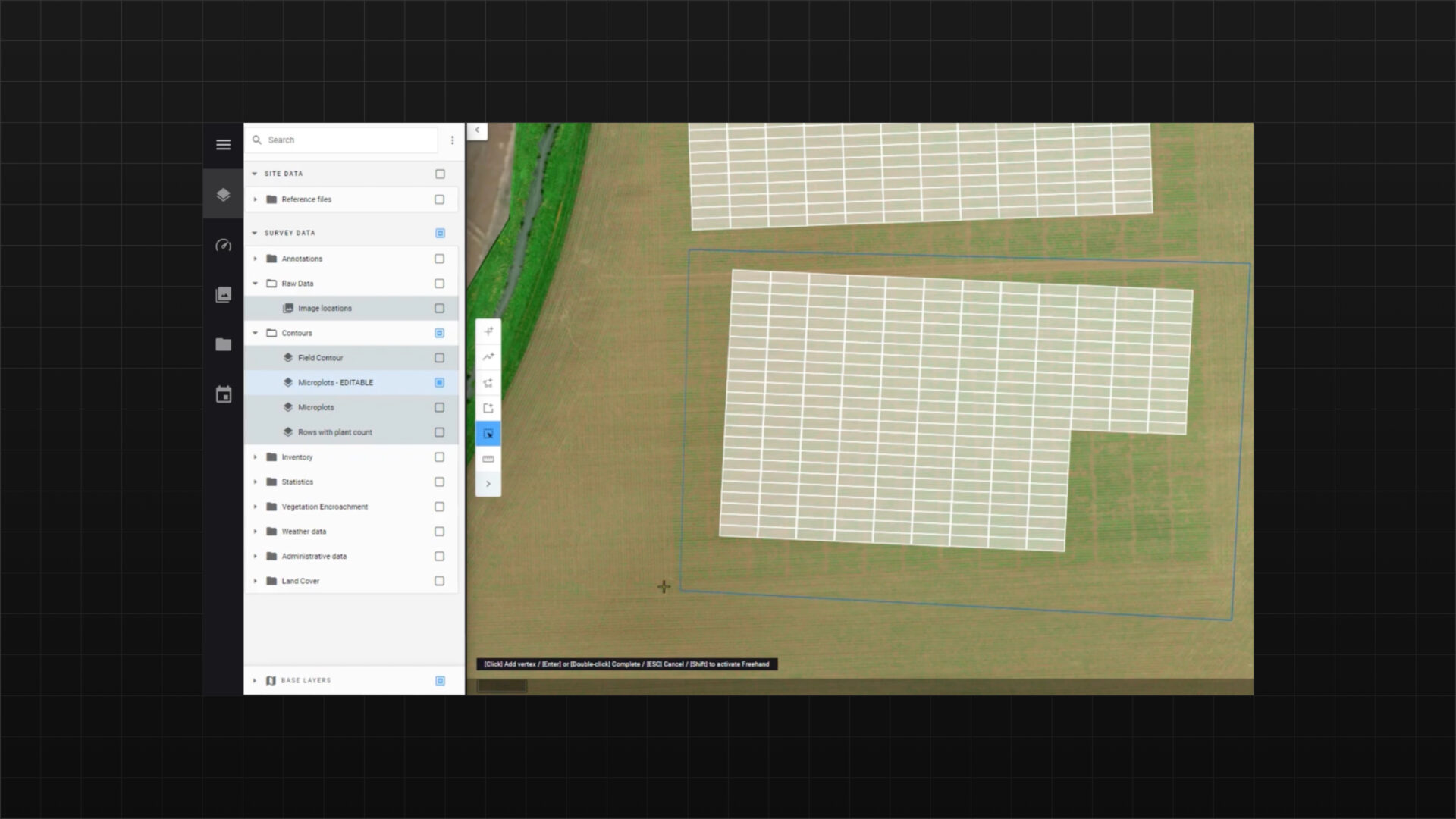 Leverage embedded editing tools to create digital twins of your field trials